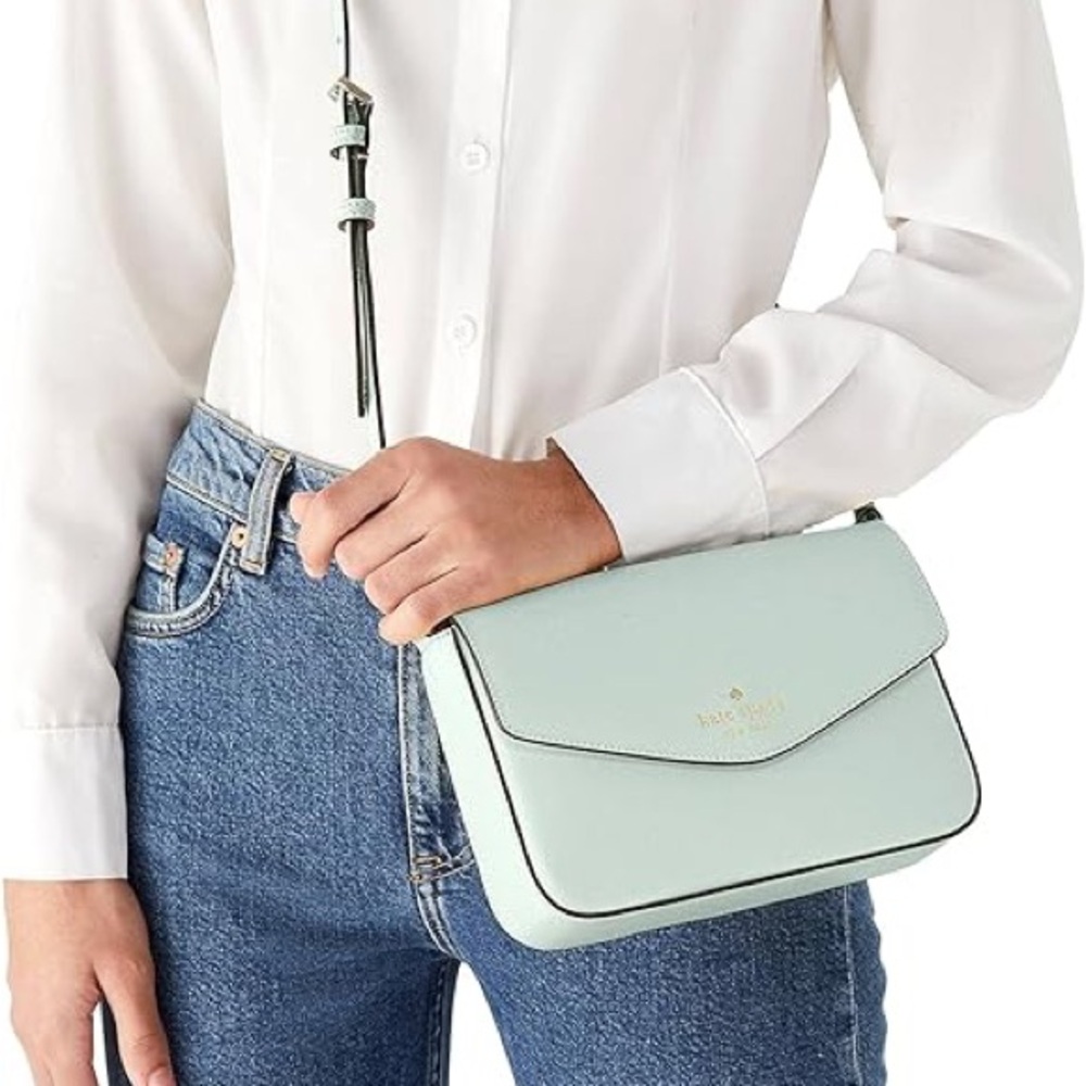 Kate Spade Saffiano Leather Sadie Envelope Crossbody Bag, Lime Sherbert